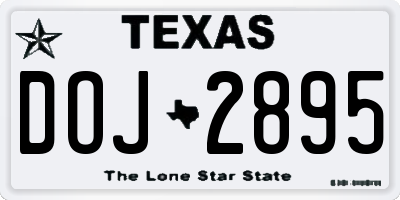 TX license plate DOJ2895
