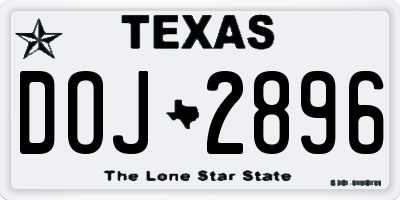 TX license plate DOJ2896