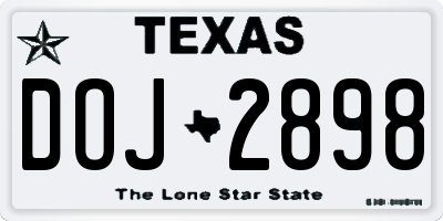TX license plate DOJ2898