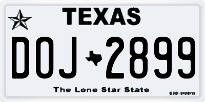 TX license plate DOJ2899