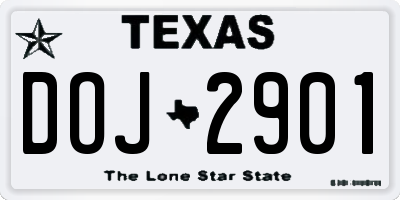 TX license plate DOJ2901