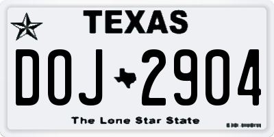 TX license plate DOJ2904