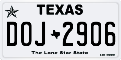 TX license plate DOJ2906