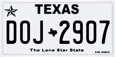 TX license plate DOJ2907