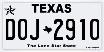 TX license plate DOJ2910