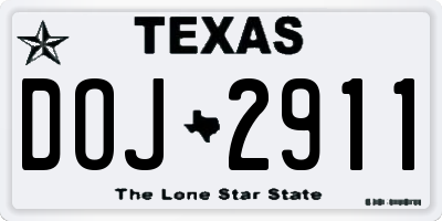 TX license plate DOJ2911