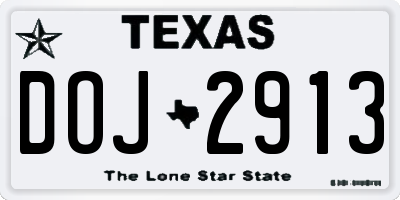 TX license plate DOJ2913