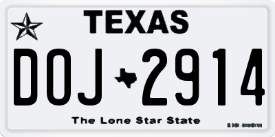 TX license plate DOJ2914