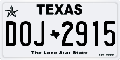 TX license plate DOJ2915