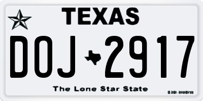 TX license plate DOJ2917