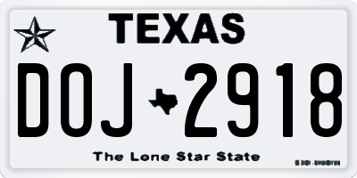 TX license plate DOJ2918