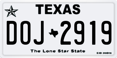 TX license plate DOJ2919