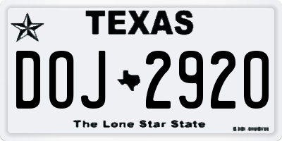 TX license plate DOJ2920