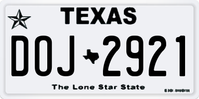 TX license plate DOJ2921