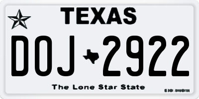 TX license plate DOJ2922