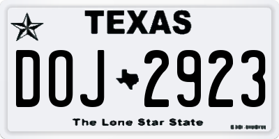 TX license plate DOJ2923