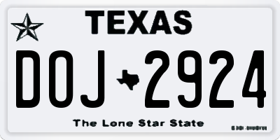 TX license plate DOJ2924