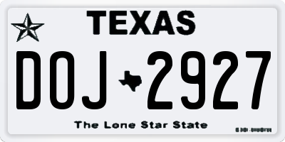 TX license plate DOJ2927