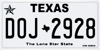 TX license plate DOJ2928