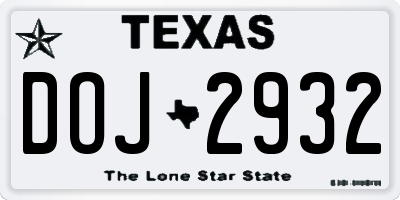 TX license plate DOJ2932