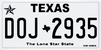 TX license plate DOJ2935
