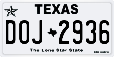 TX license plate DOJ2936