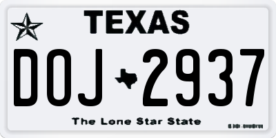 TX license plate DOJ2937