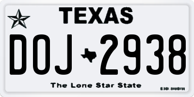 TX license plate DOJ2938