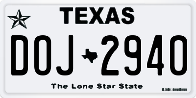 TX license plate DOJ2940