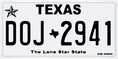 TX license plate DOJ2941