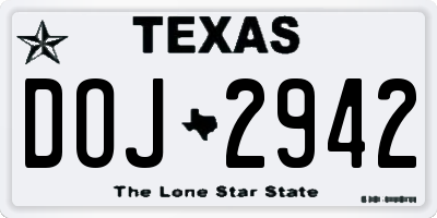 TX license plate DOJ2942