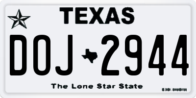 TX license plate DOJ2944