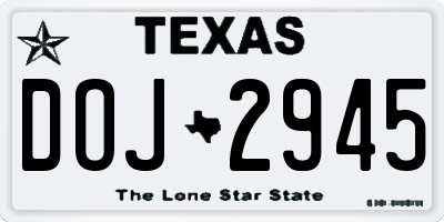 TX license plate DOJ2945