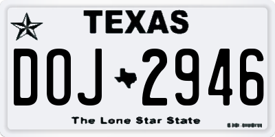 TX license plate DOJ2946