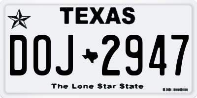 TX license plate DOJ2947