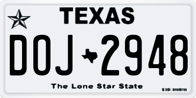 TX license plate DOJ2948