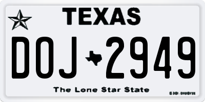 TX license plate DOJ2949
