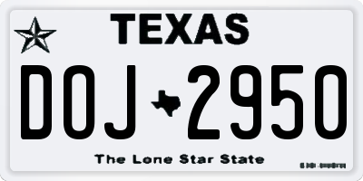 TX license plate DOJ2950