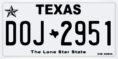 TX license plate DOJ2951