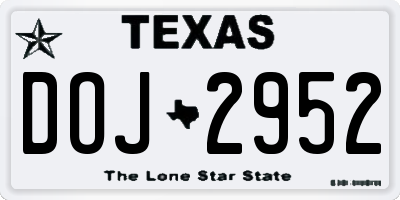TX license plate DOJ2952
