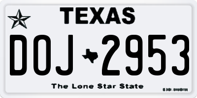 TX license plate DOJ2953