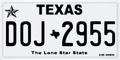 TX license plate DOJ2955