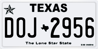 TX license plate DOJ2956