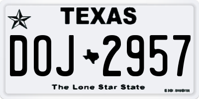 TX license plate DOJ2957