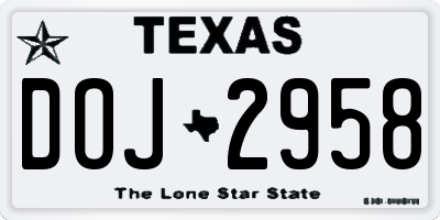TX license plate DOJ2958