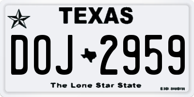 TX license plate DOJ2959