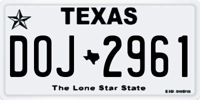 TX license plate DOJ2961
