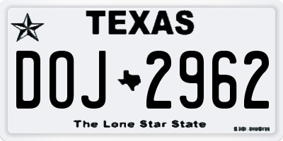 TX license plate DOJ2962
