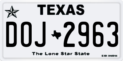 TX license plate DOJ2963