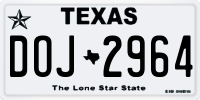 TX license plate DOJ2964